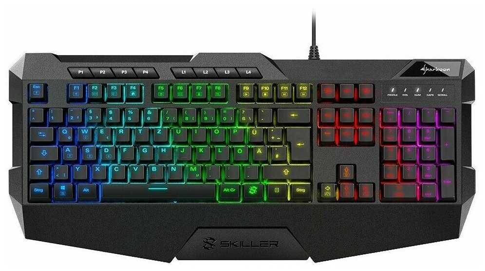 Sharkoon Skiller SGK4 Игровая клавиатура (резиновые колпачки, RGB подсветка, USB)