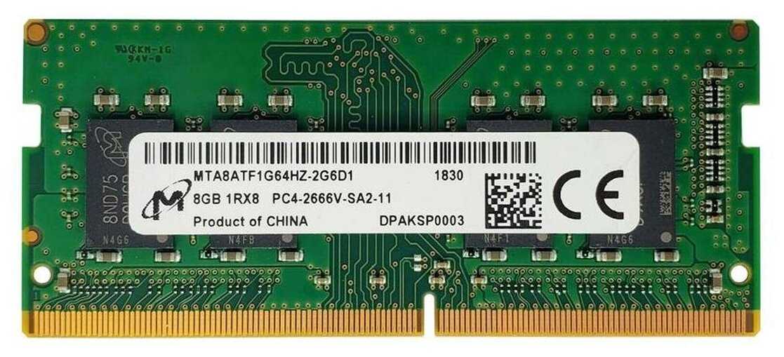 Micron 8 ГБ DDR4 2666 МГц SODIMM CL19 MTA8ATF1G64HZ-2G6H1