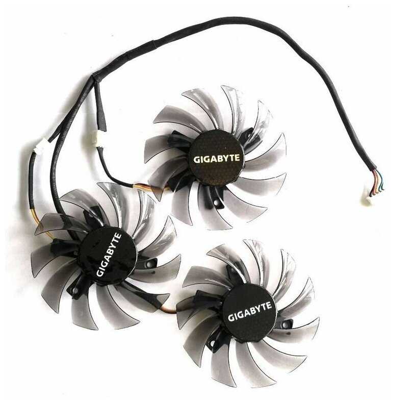 GIGABYTE Комплект кулеров для видеокарты T128010SU, 75мм, 4PIN прозрачный