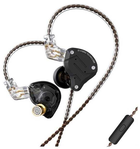 Knowledge Zenith Гибридные наушники KZ ZS10 pro черные с микрофоном