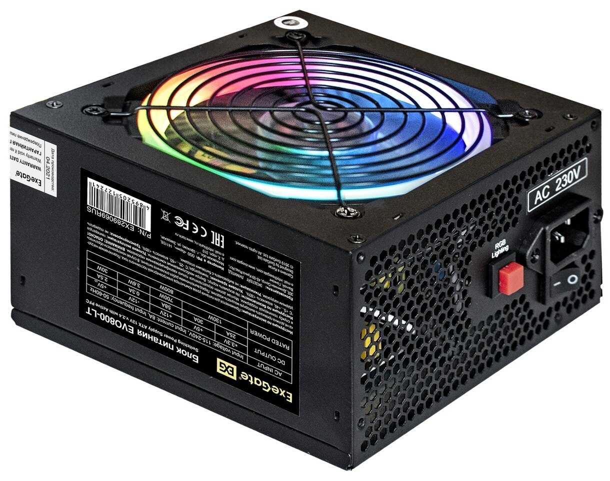 ExeGate EVO800-LT 800W + кабель 220V