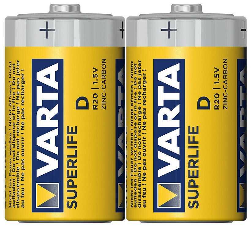 VARTA SUPERLIFE R20 D Shrink 2 Heavy Duty 1.5V (2020)