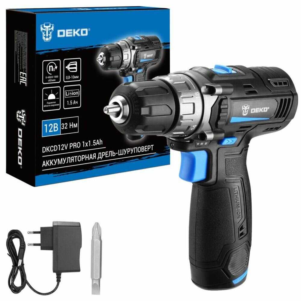 DEKO Дрель-шуруповерт DKCD12V PRO (2х2.0Ач)