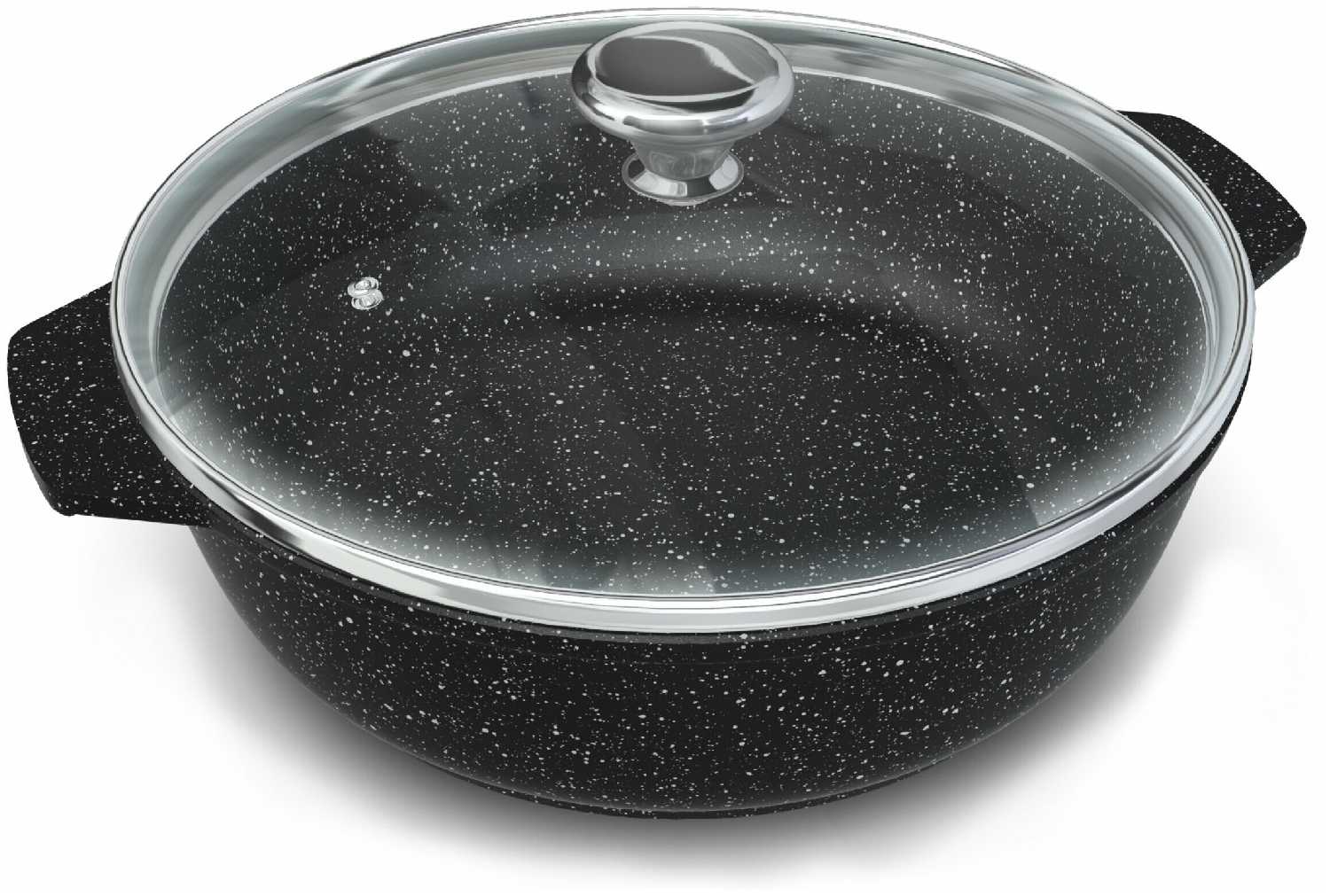 НЕВА МЕТАЛЛ ПОСУДА Жаровня со стеклянной крышкой "Neva Granite" 5л
