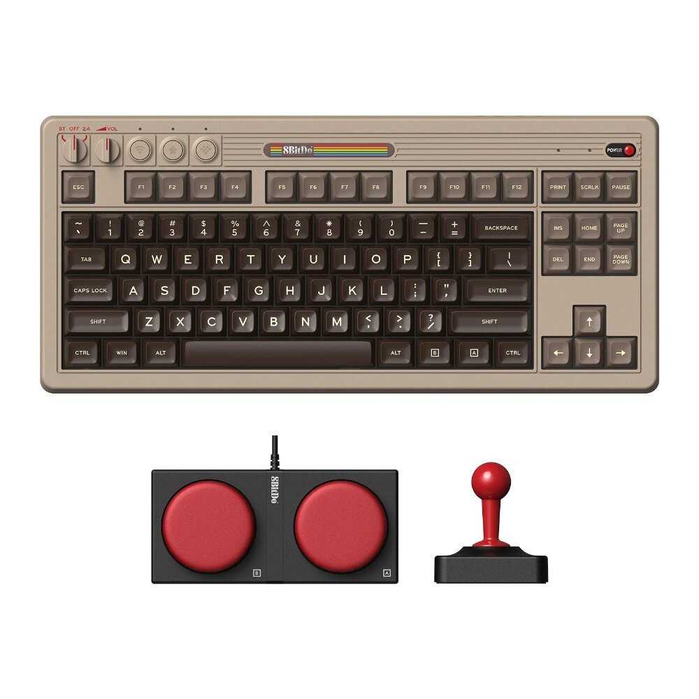8Bitdo Retro Mechanical Keyboard C64 (Bluetooth, 2.4G, проводное)