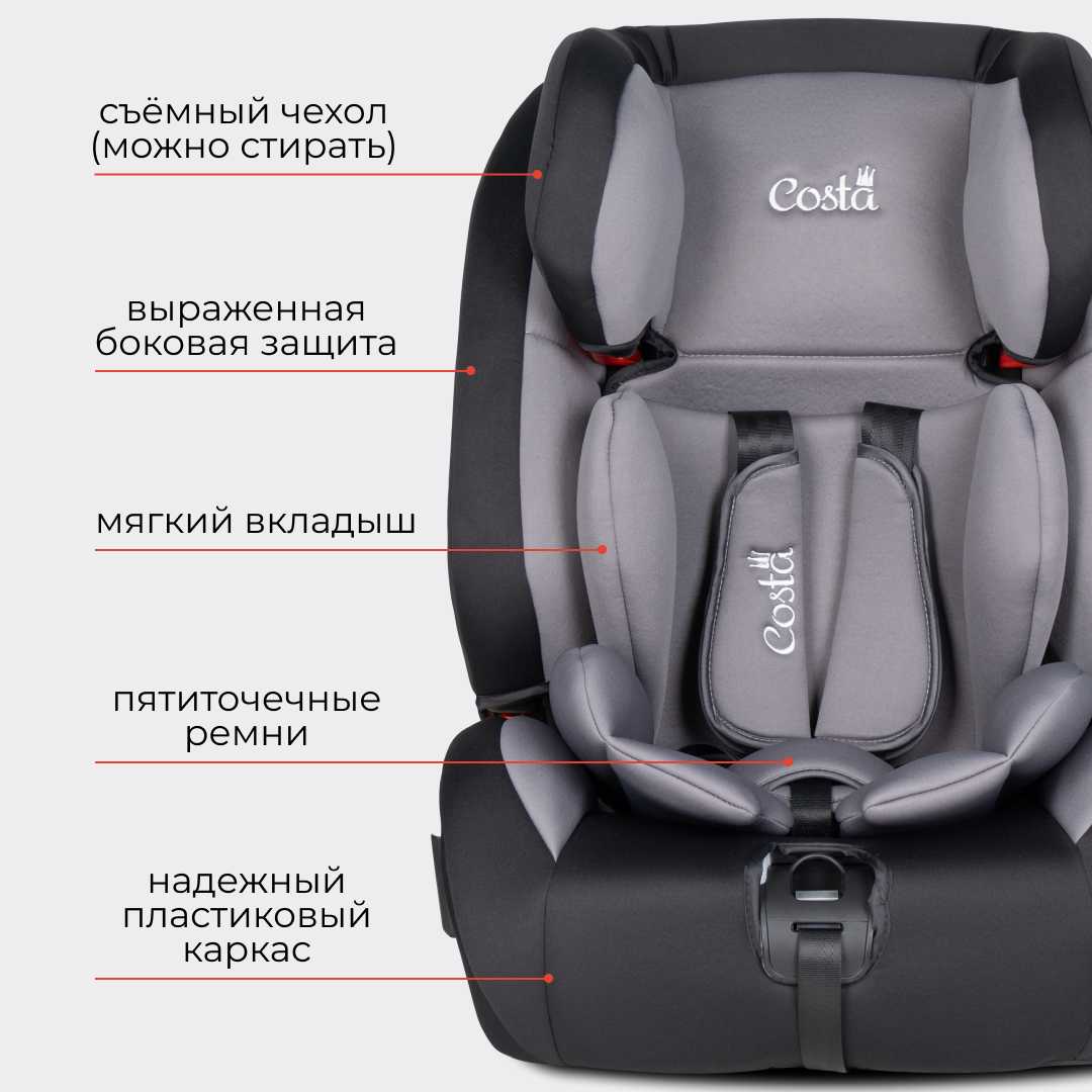 Автокресло детское Costa HD-02, крепление ISOFIX, группа 1/2/3, от 9 до 36 кг фотография 12