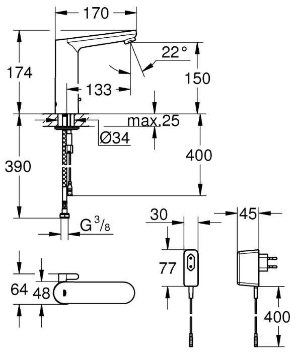 Сенсорный смеситель для раковины (умывальника) Grohe Cosmopolitan E 36421000 фотография 1