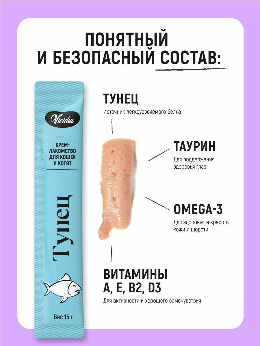 VIVIDUS Крем-лакомство для кошек и котят (5 шт / упак) фотография 14