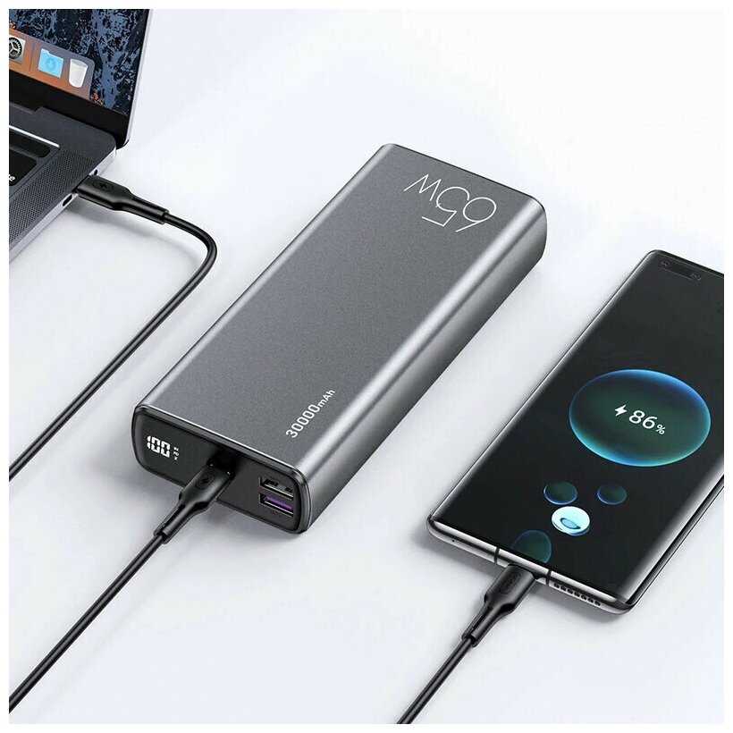 Внешний аккумулятор USAMS SuperMac Series для Ноутбука / Планшета / Смартфона PD+QC 65W 30000 mAh фотография 2