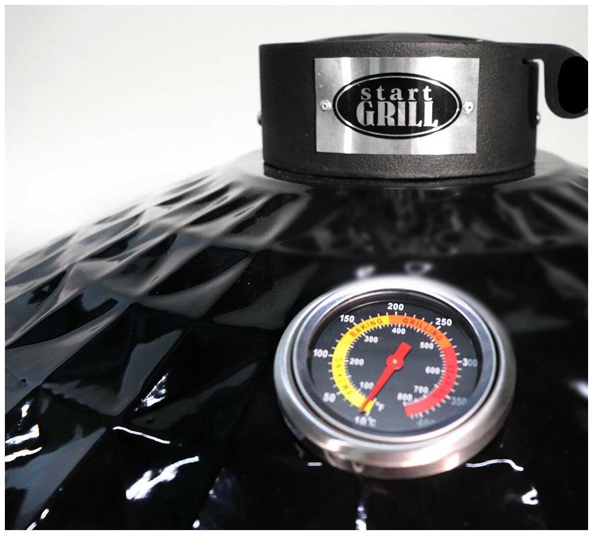 Керамический гриль-барбекю 22 дюйма (черный) (56 см) фотография 2