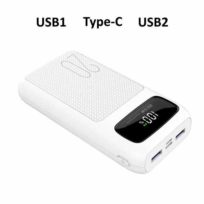 Внешний аккумулятор 20000 mAh с разъемами USB, Type-C и micro фотография 9