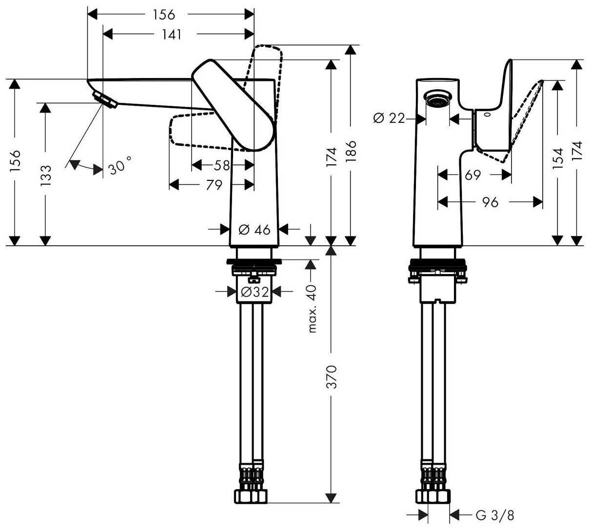 Смеситель для раковины (умывальника) hansgrohe Talis E 71755000, рычажный фотография 10