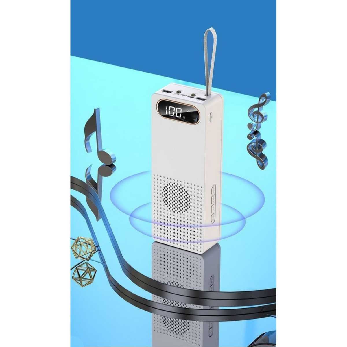 Корпус ABC для повербанка с колонкой и фонариком для аккумуляторов 18650 черный фотография 8