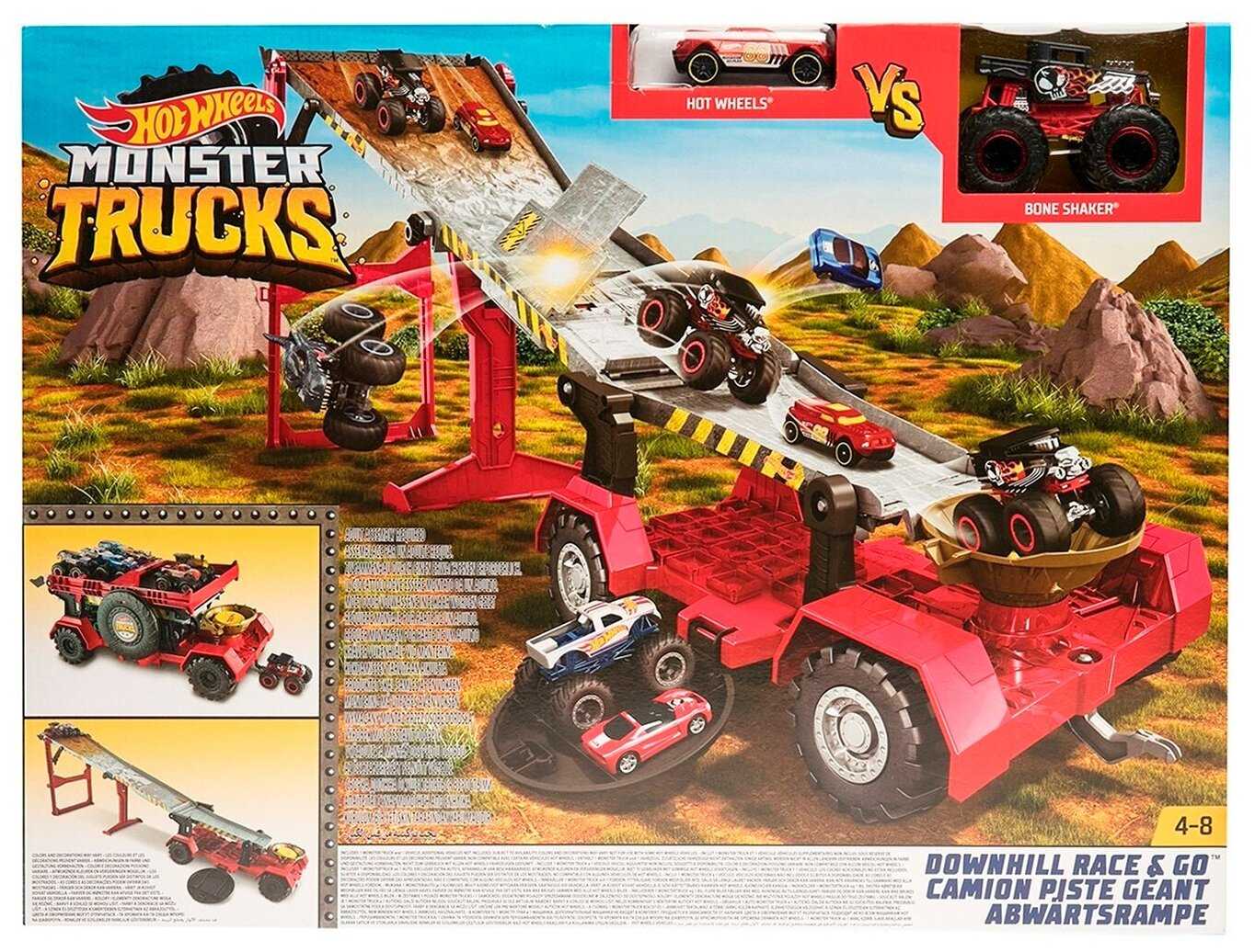 Трамплин Hot Wheels Передвижной трамплин Monster Trucks Downhill Race & Go Play Set (GFR15) фотография 12