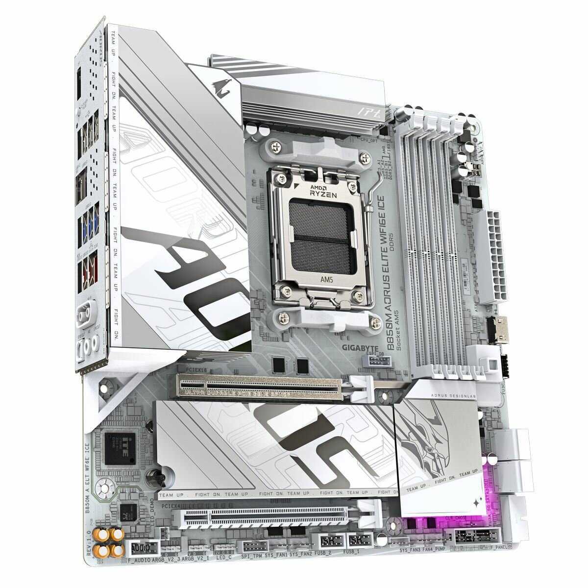 Материнская плата Gigabyte B850M AORUS ELITE WIFI6E ICE [AM5, AMD B850, Micro-ATX] фотография 1