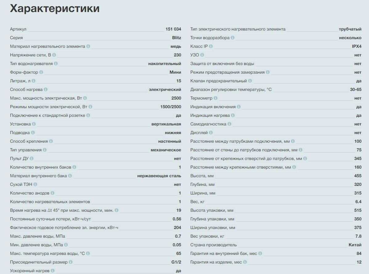 Накопительный электрический водонагреватель Thermex Blitz IBL 15 O фотография 6