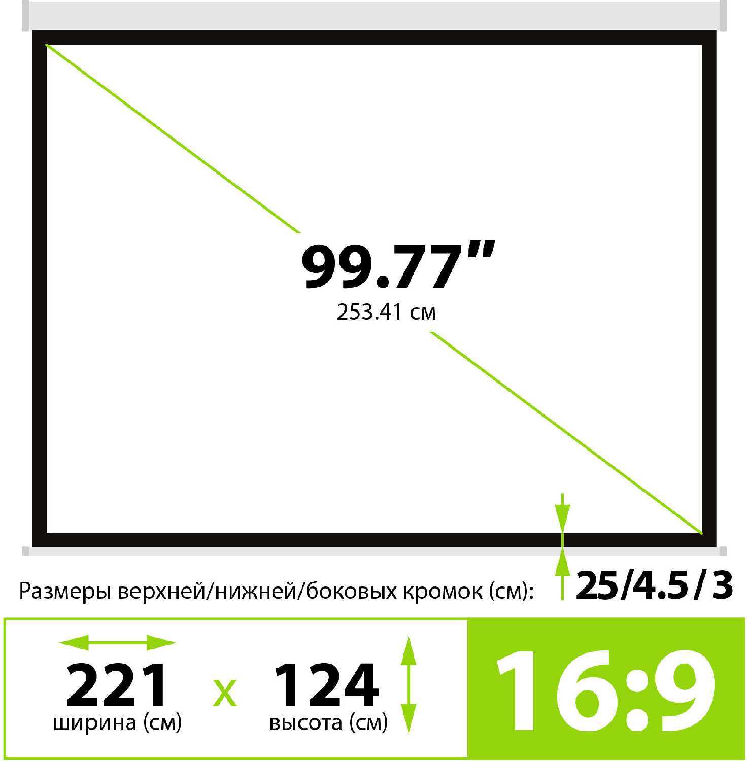 Рулонный cactus Wallscreen (CS-PSW-124x221) фотография 3