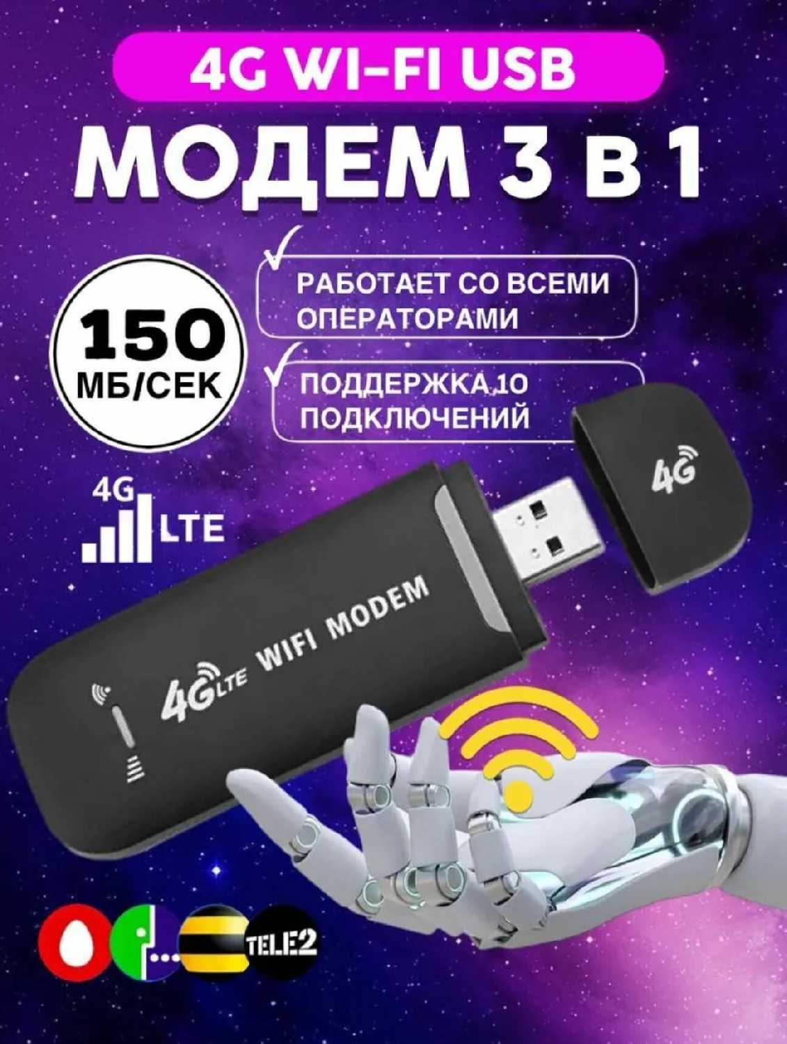Модем Wi-Fi USB RX (150 Мб/с, LTE 2G/3G/4G) фотография 3