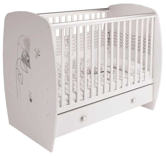 Кроватка Polini French 710, Amis, с ящиком, белый-серый