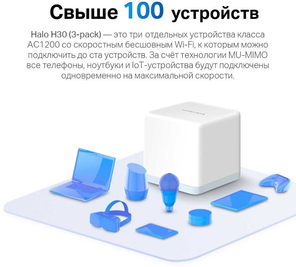 Бесшовный Mesh роутер MERCUSYS Halo H30 (3-pack) AC1200 фотография 18