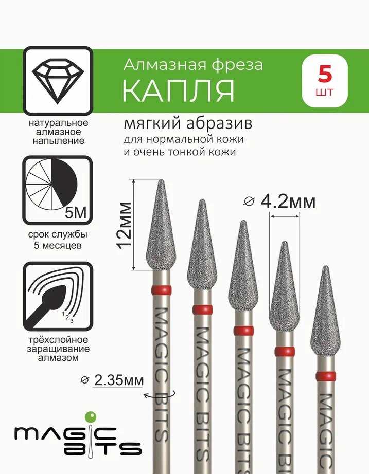 Набор фрез Magic Bits Алмазная капля педикюрная фотография 6