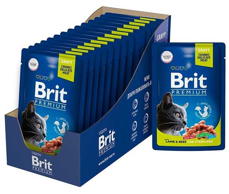 Корм Brit Premium с ягненком и говядиной (кусочки в соусе)