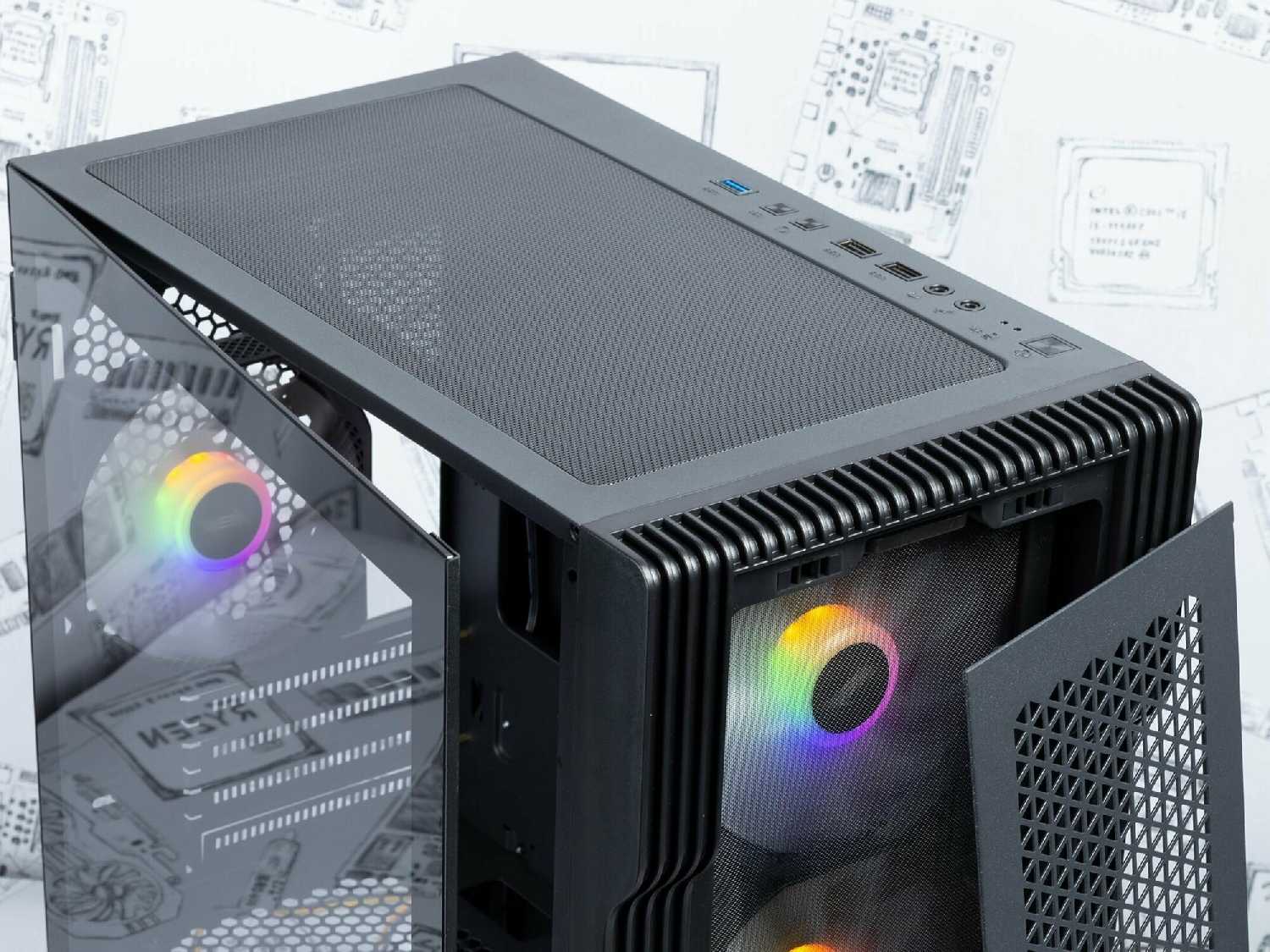 Корпус 1STPLAYER TRILOBITE T3 mATX, TG / 4x 120mm LED fans (T3-BK-4F1) фотография 18