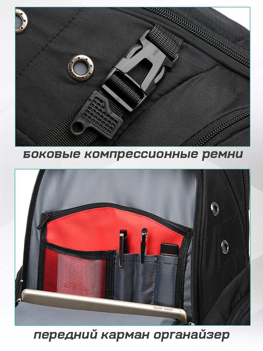 Рюкзак мужской городской школьный с кодовым замком и USB фотография 9
