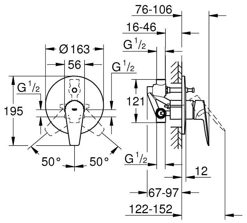 Душевая система встраиваемая со смесителем Grohe BauEdge New 2645829079N фотография 10