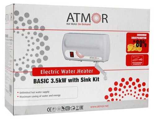 Проточный электрический водонагреватель Atmor Basic 3.5 KW TAP фотография 9