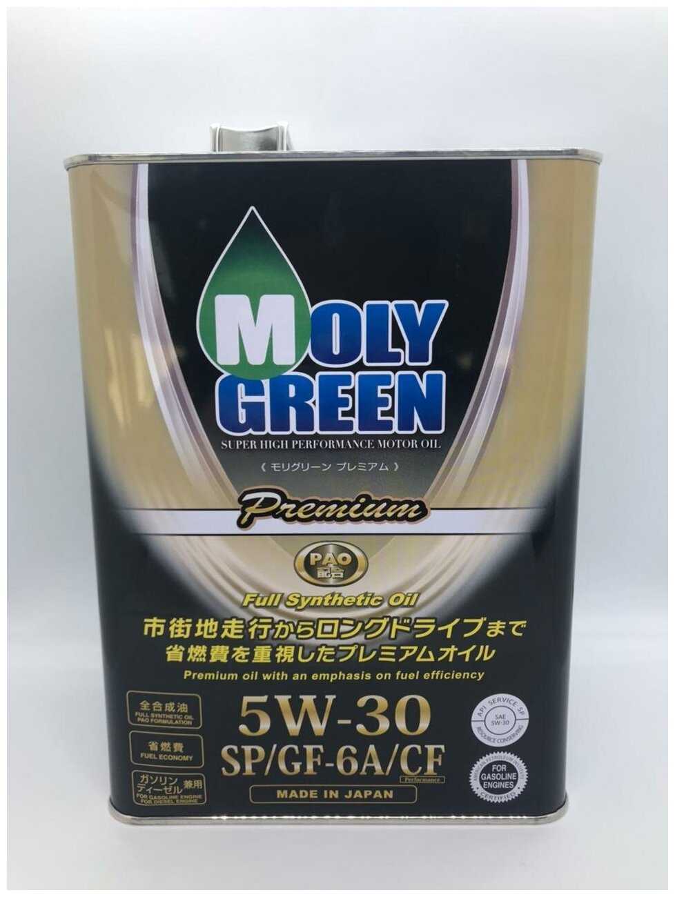 Масло моторное MOLYGREEN PREMIUM SP/GF-6A/CF 5W-30 +PAO 4л. Синтетика.