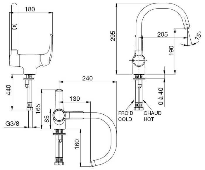 Смеситель для кухни (мойки) Jacob Delafon Nateo E76250, рычажный фотография 1