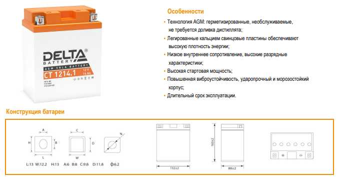 Мото аккумулятор DELTA Battery CT 1214.1 14 А·ч фотография 2