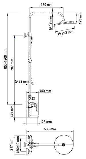 Душевая стойка WasserKRAFT A16601, хромоникелевое фотография 1