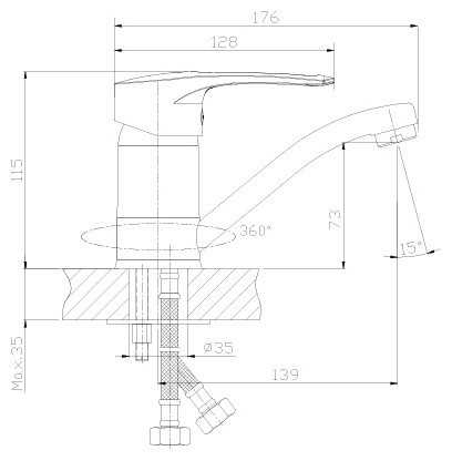 Смеситель для раковины (умывальника) Rossinka Silvermix T40-22, рычажный фотография 1
