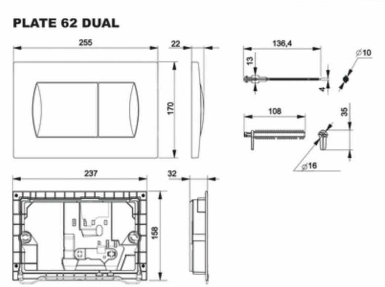 Кнопка смыва Roca Plate 62B (A8901160B6) фотография 4