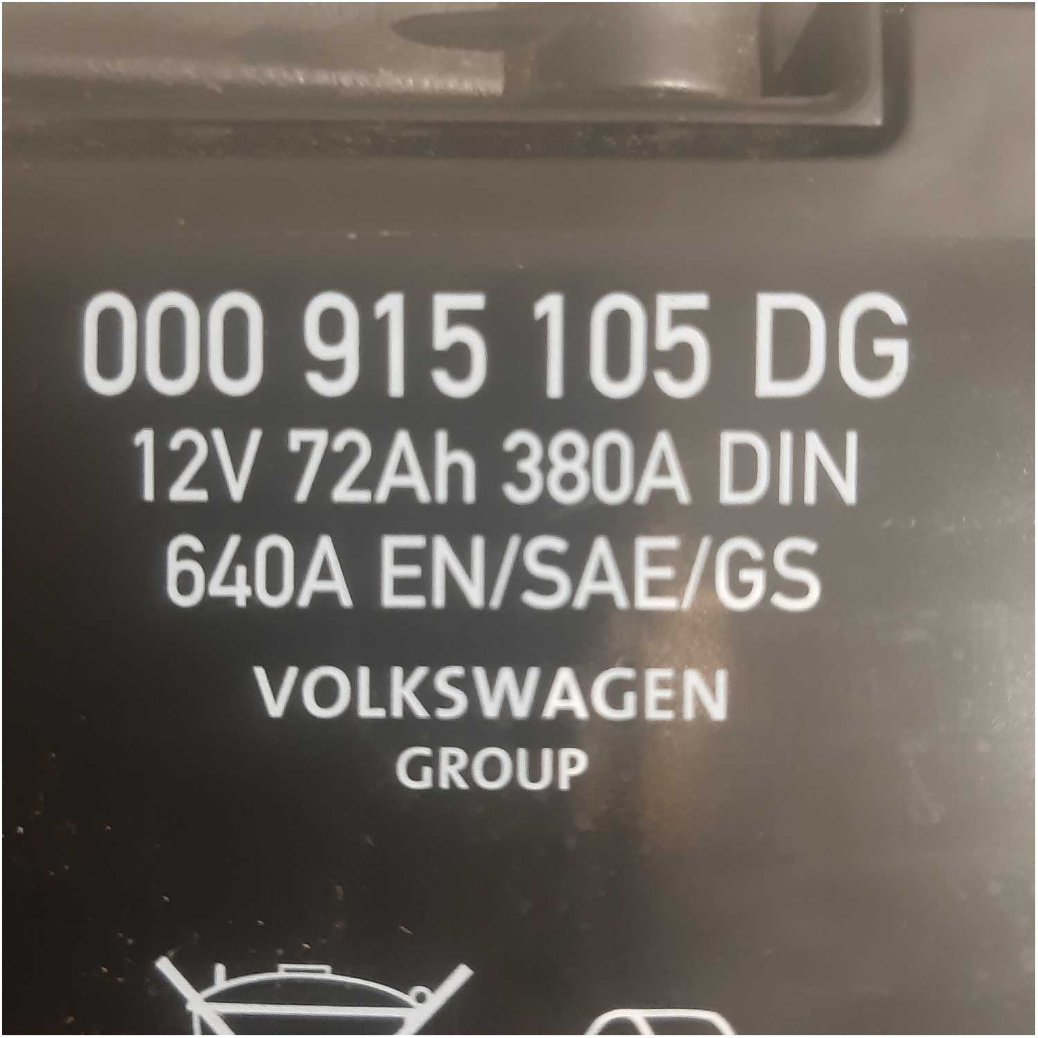000915105DG Аккумулятор VAG - 72AH 380A DIN 640A EN (5K0 915 105 G) фотография 2