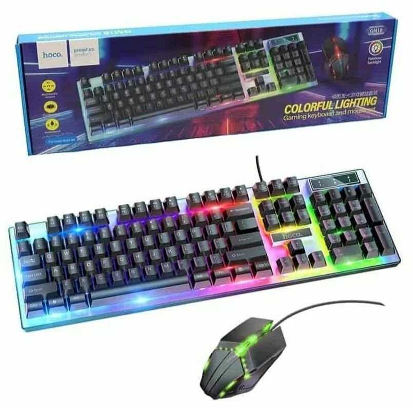 Игровая проводная клавиатура с мышкой Hoco GM18 Luminous gaming (русские буквы) фотография 3