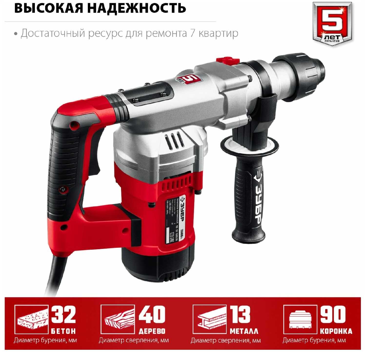 Перфоратор ЗУБР ПВ-32-1500 (ЭВ) фотография 14