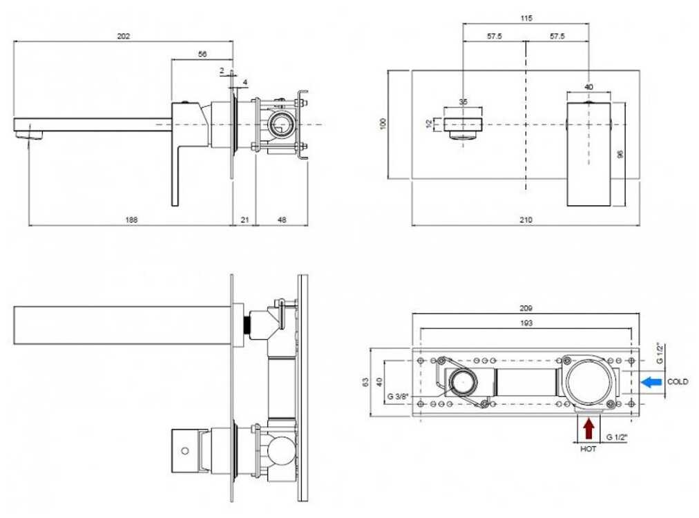 Смеситель для раковины CEZARES Unika (BLI1-03/24) фотография 11