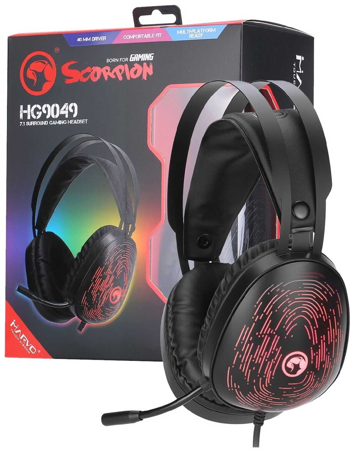 Полноразмерные проводные игровые наушники с микрофоном MARVO 