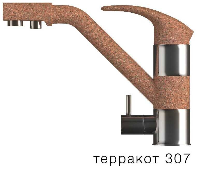 Polygran Смеситель для кухонной мойки Дуо Полигран-М (терракотовый, цвет №307) фотография 5