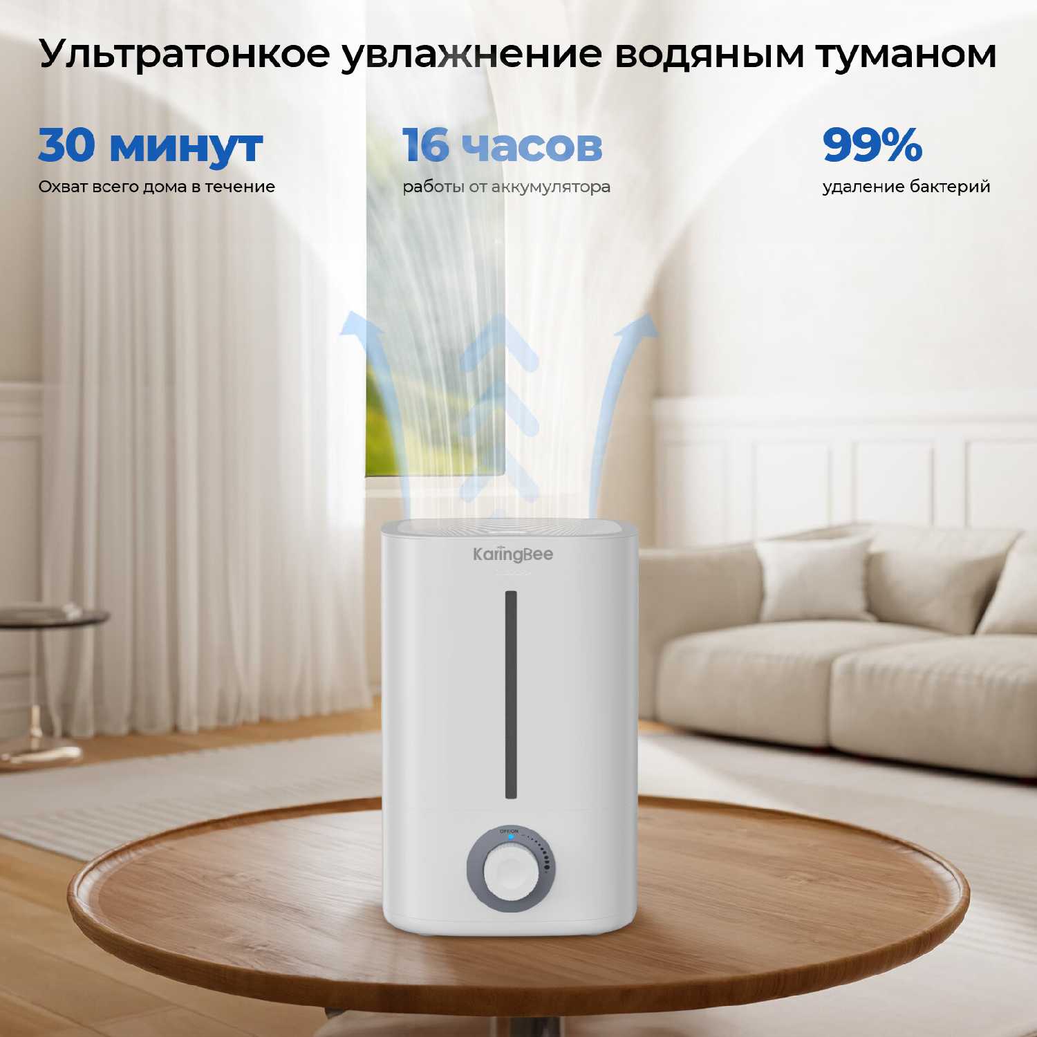 Большой ультразвуковой увлажнитель KaringBee LE-2115, 9 л, 350 мл/ч, С инструкцией на русском языке, до 60 м² , HEPA фотография 23