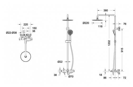 Душевая стойка Bravat Waterfall F639114C-A2-RUS, хром фотография 1