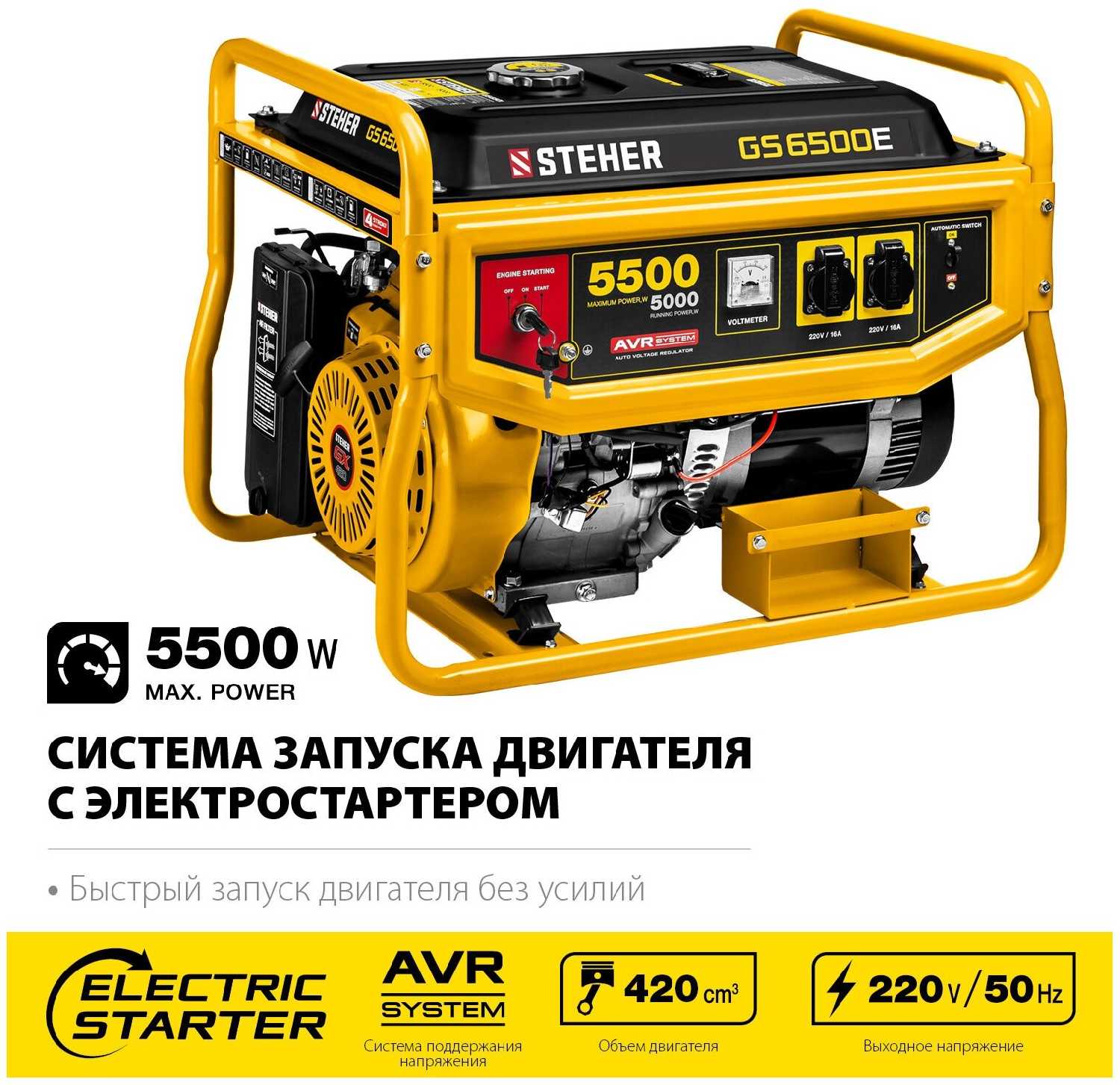 Бензиновый генератор STEHER GS-6500Е фотография 1