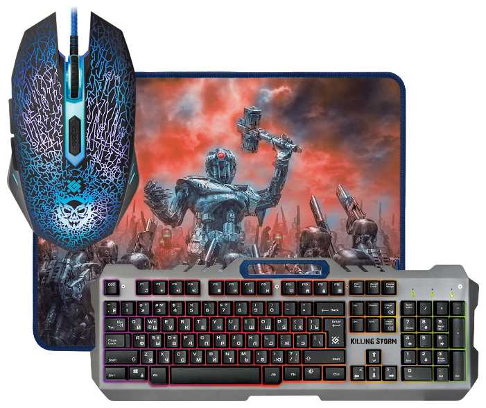 Игровой набор Defender Killing Storm MKP-013L RU, мышь+клавиатура+ковер