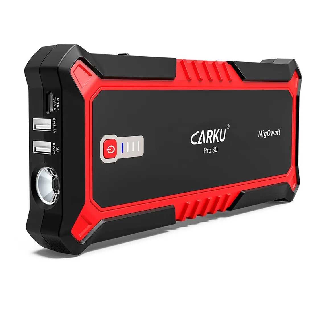 CARKU PRO-60 Пуско-Зарядное устройство с фонарем, аккумулятором Power Bank. для автомобиля, ПЗУ, джамп стартер, пускач, jump starter, зарядник автомобильный фотография 2