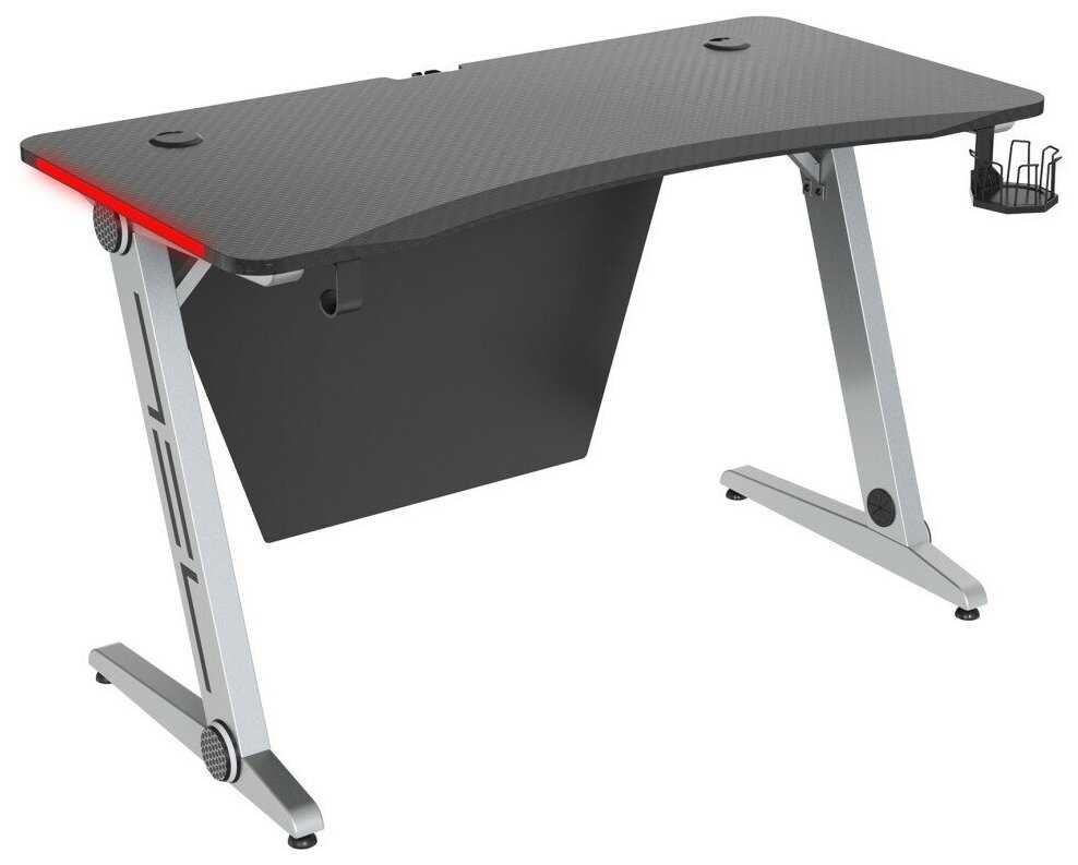 Письменные и компьютерные столы CACTUS Стол игровой Cactus CS-GTZ-SL-CARBON-RED столешница МДФ карбон каркас серебристый фотография 11