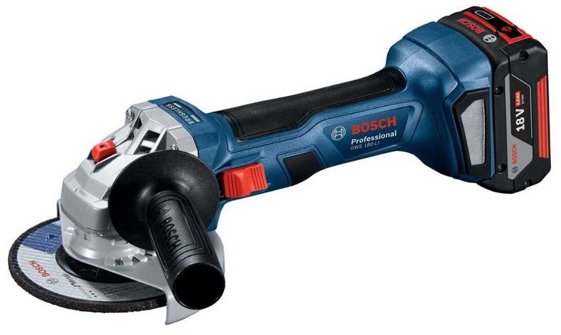 Аккумуляторная УШМ BOSCH GWS 180-Li 4.0Ач x1, 125 мм (06019H90R1)