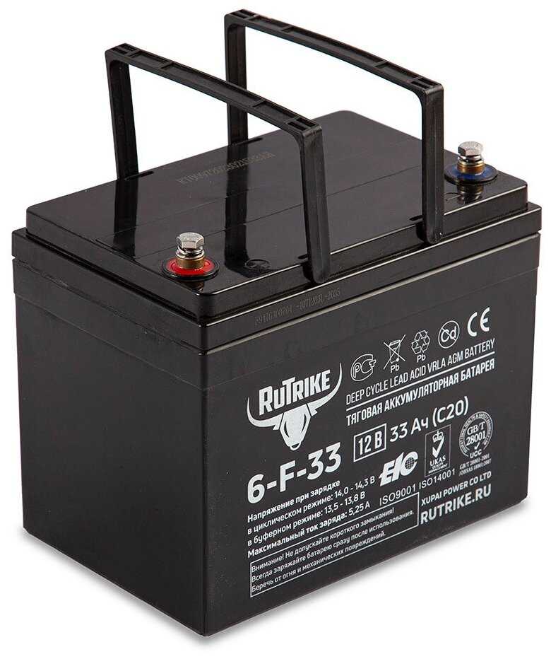 Тяговый AGM аккумулятор RuTrike 6-F-33 (12V36A/H C20) фотография 5